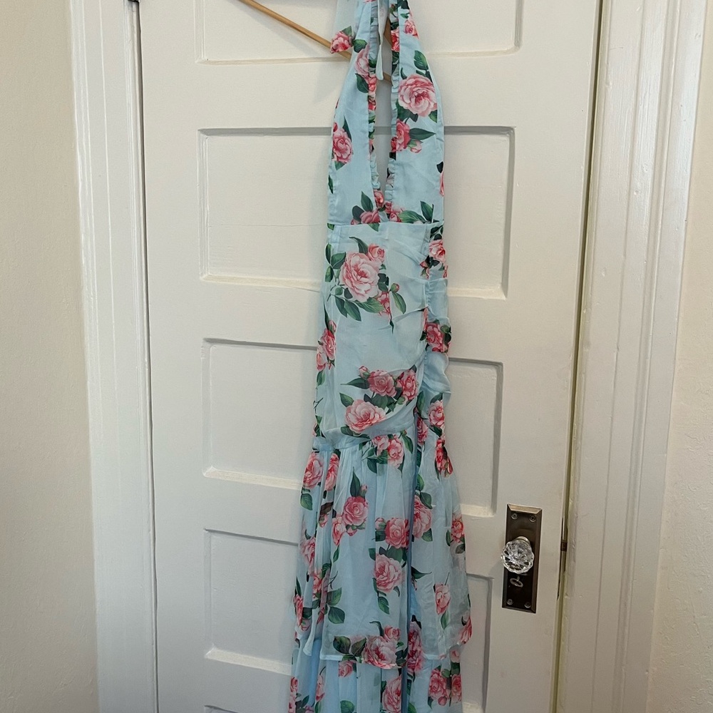 Hello Molly Floral Halter Maxi Dress - Blue and Pink - Picture 5 of 7